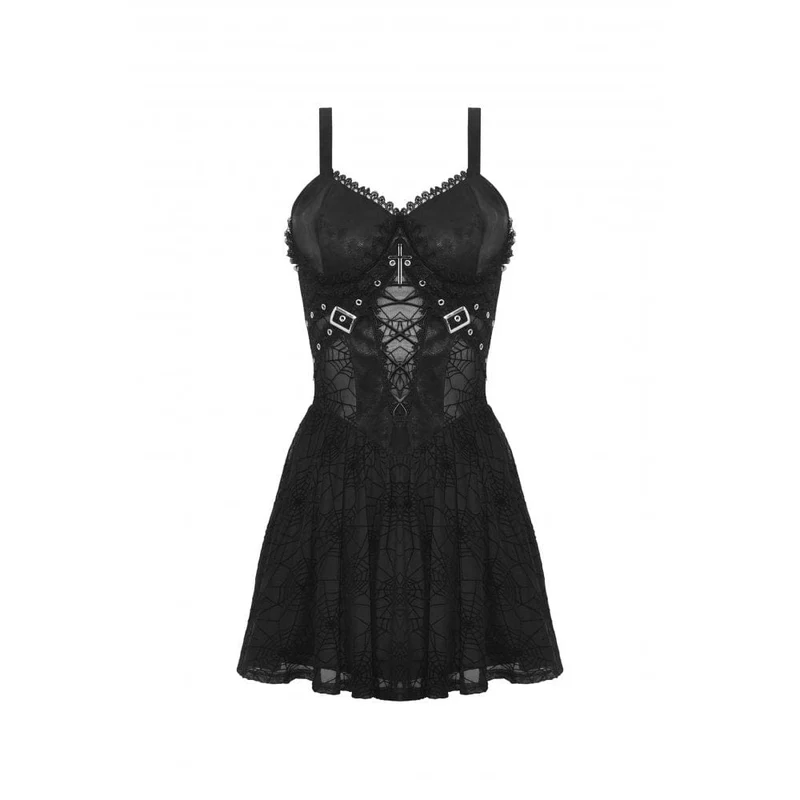 Punk-Slipkleid mit Spinnennetz-Print für Damen, Abschlusskleid