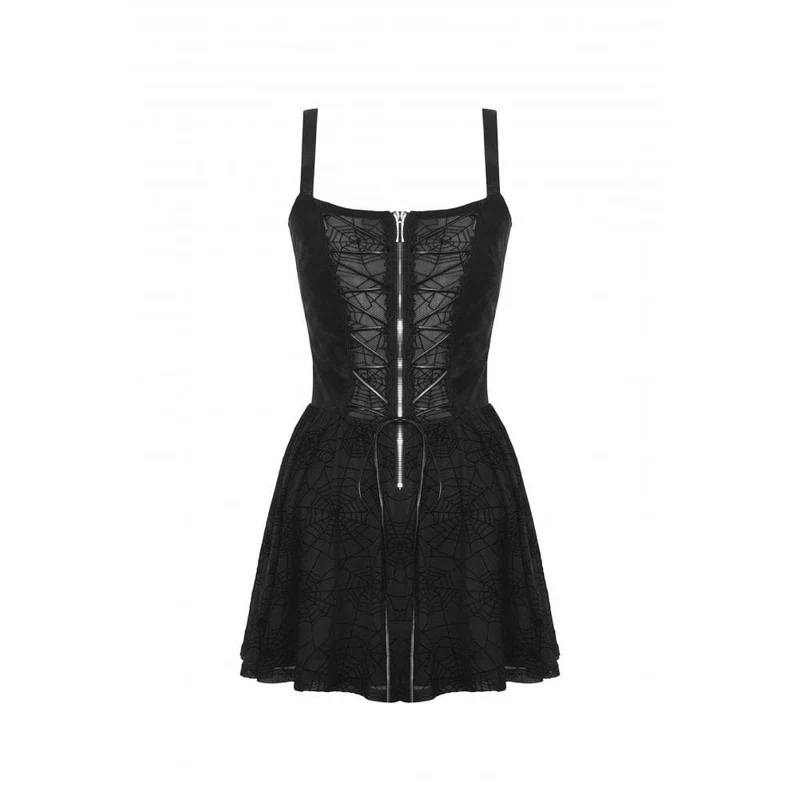 Punk-Slipkleid mit Spinnennetz-Print für Damen, Abschlusskleid
