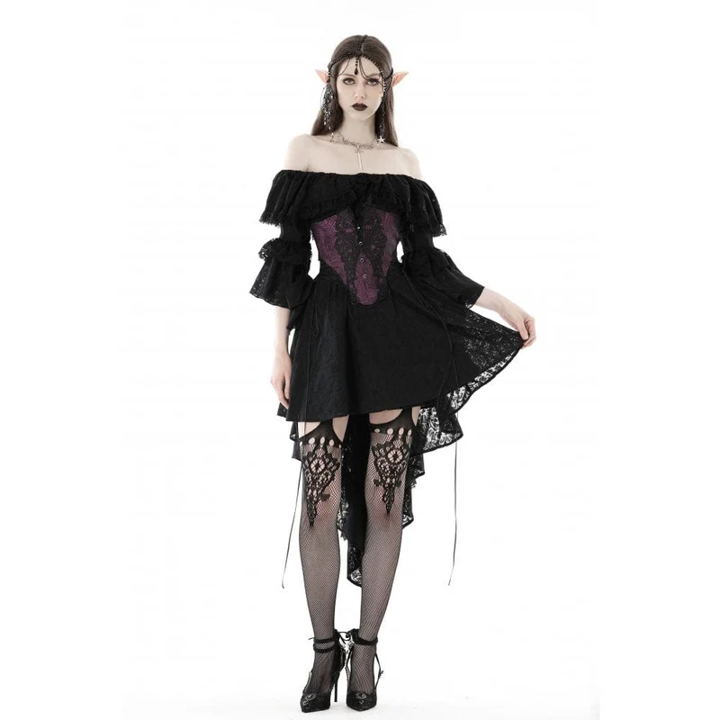 Damen Gothic Unterbrustkorsett mit Schmetterlingsstickerei und Spitze