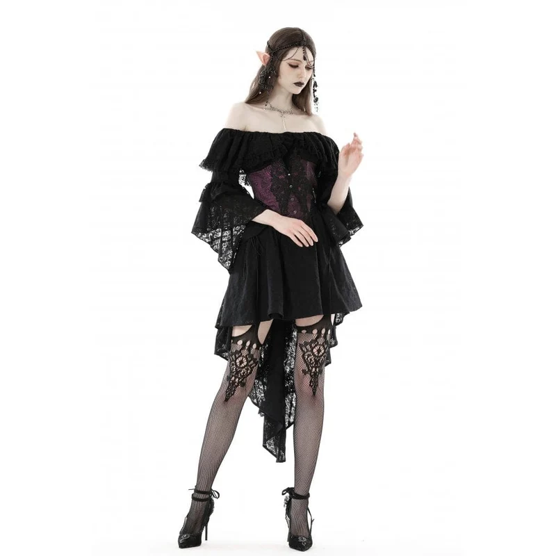 Damen Gothic Unterbrustkorsett mit Schmetterlingsstickerei und Spitze