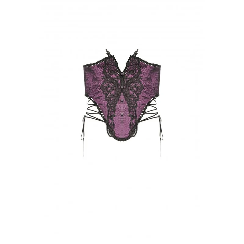Damen Gothic Unterbrustkorsett mit Schmetterlingsstickerei und Spitze