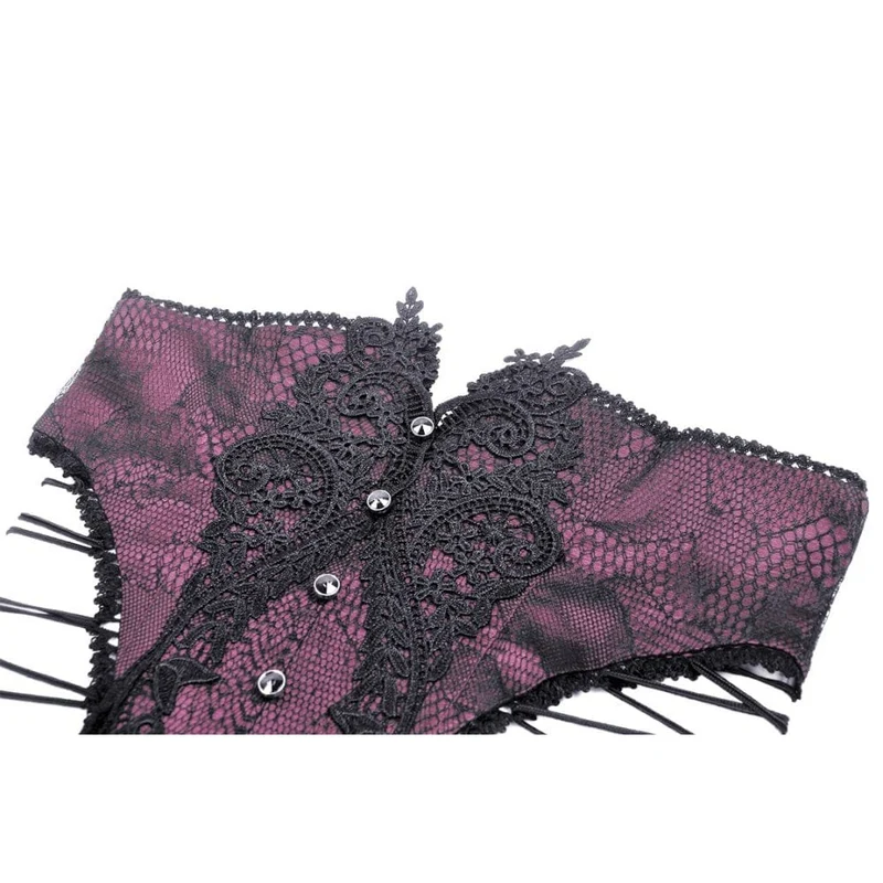 Damen Gothic Unterbrustkorsett mit Schmetterlingsstickerei und Spitze