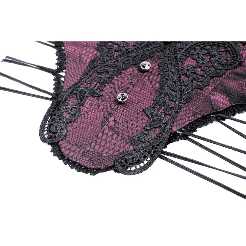 Damen Gothic Unterbrustkorsett mit Schmetterlingsstickerei und Spitze