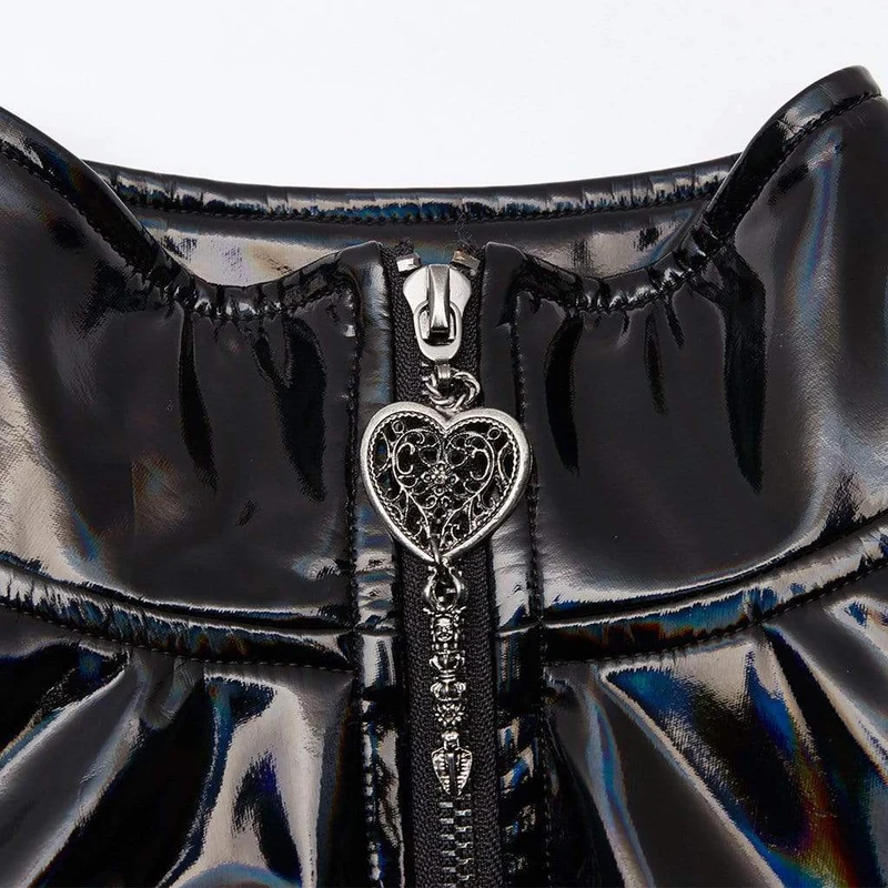 Lange Jacke aus Punk-Kunstleder für Damen