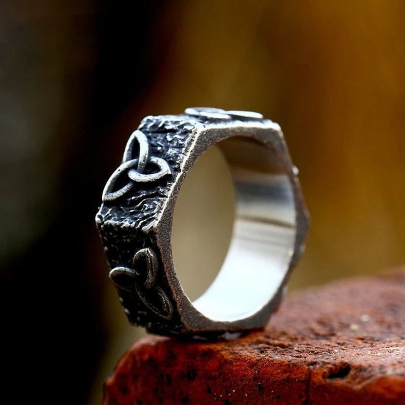 Herren Punk Keltischer Knoten Hexagon Ring
