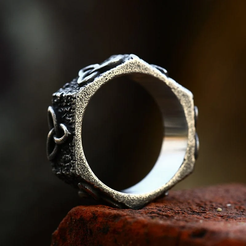 Herren Punk Keltischer Knoten Hexagon Ring