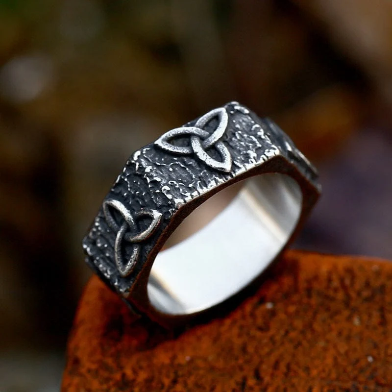 Herren Punk Keltischer Knoten Hexagon Ring