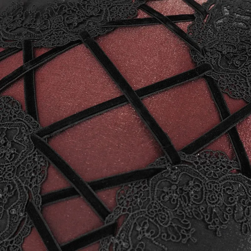 Gothic Riemchen-Spitzen-Kissenbezug schwarz mit Kissen-Innenseite