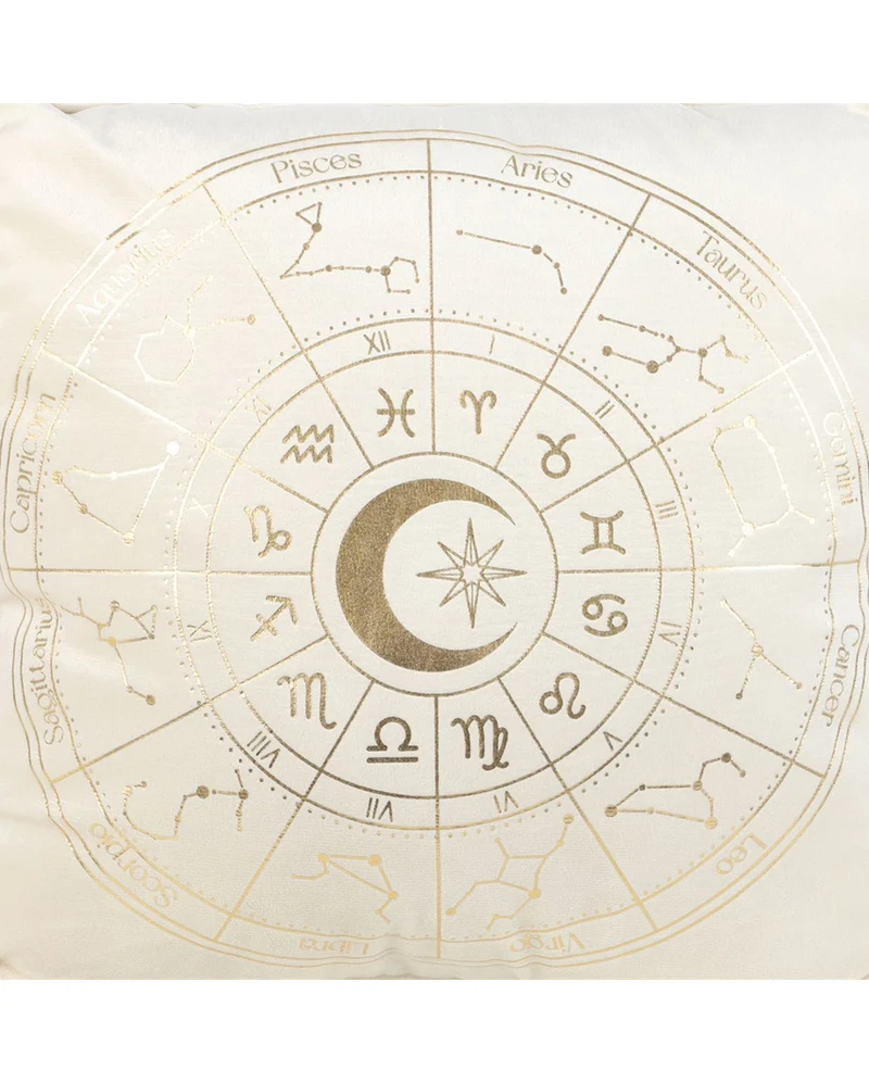Weißes Astrology Wheel Kissen 35x35cm