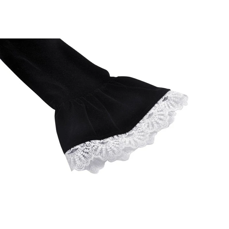 Damen-Gothic-Puffärmel-Rüschen-Krawatten-Samtjacke