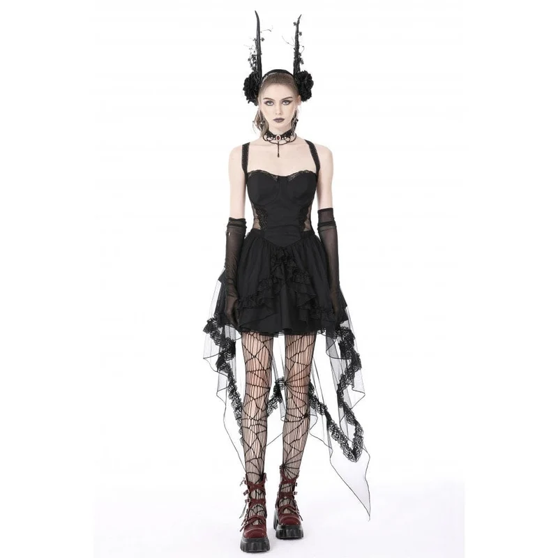 Damen-Brautkleid im Gothic-Stil mit mehrlagigem Schwalbenschwanz und Neckholder