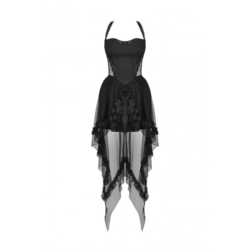 Damen-Brautkleid im Gothic-Stil mit mehrlagigem Schwalbenschwanz und Neckholder