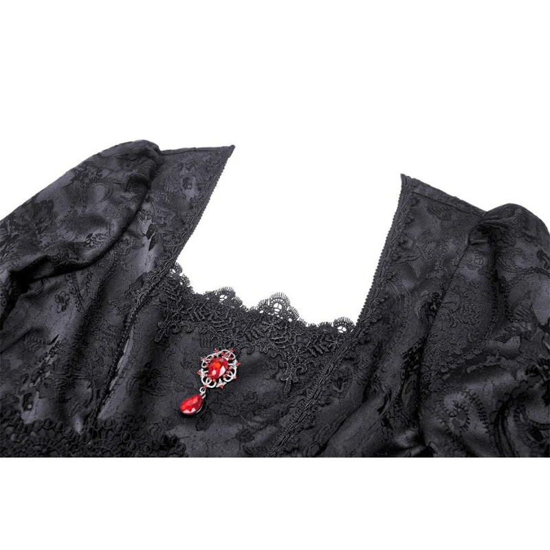 Damen Gothic Blumen besticktes Spitzenspleiß-Brautkleid