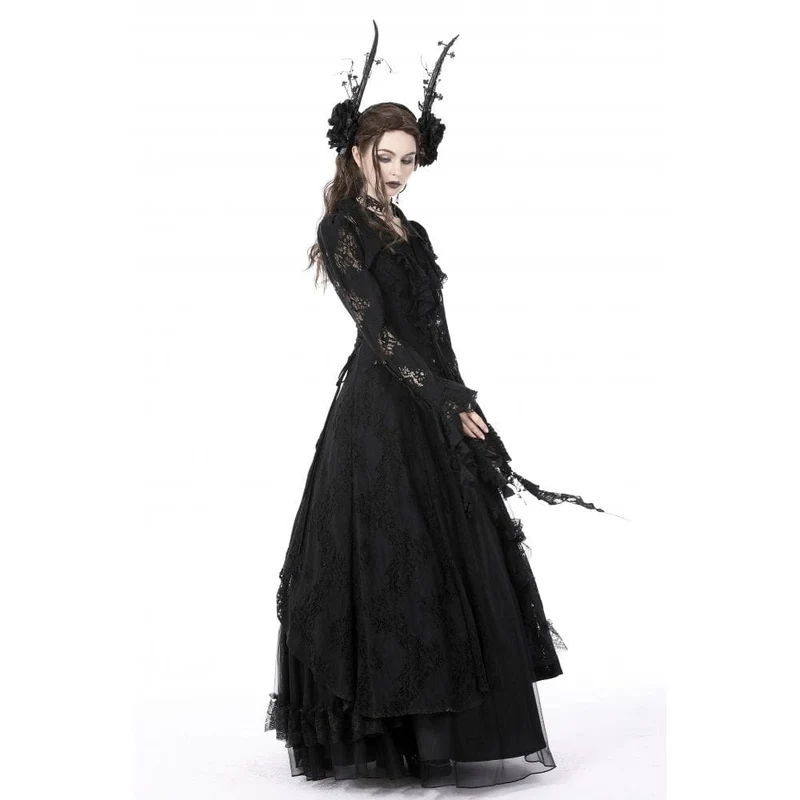 Damen-Gothic-Jacke mit Umlegekragen und unregelmäßiger Spitze