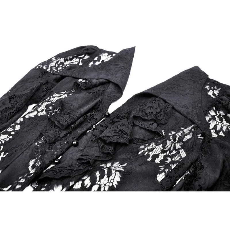 Damen-Gothic-Jacke mit Umlegekragen und unregelmäßiger Spitze