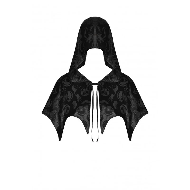 Samtumhang mit Gothic-Schädeldruck und Kapuze für Damen