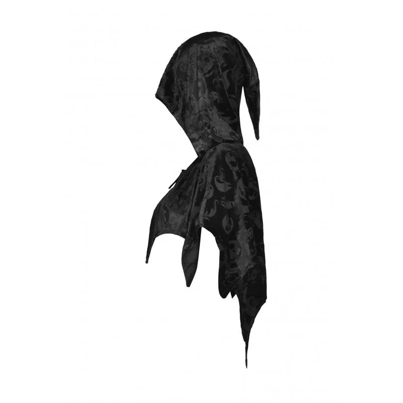 Samtumhang mit Gothic-Schädeldruck und Kapuze für Damen
