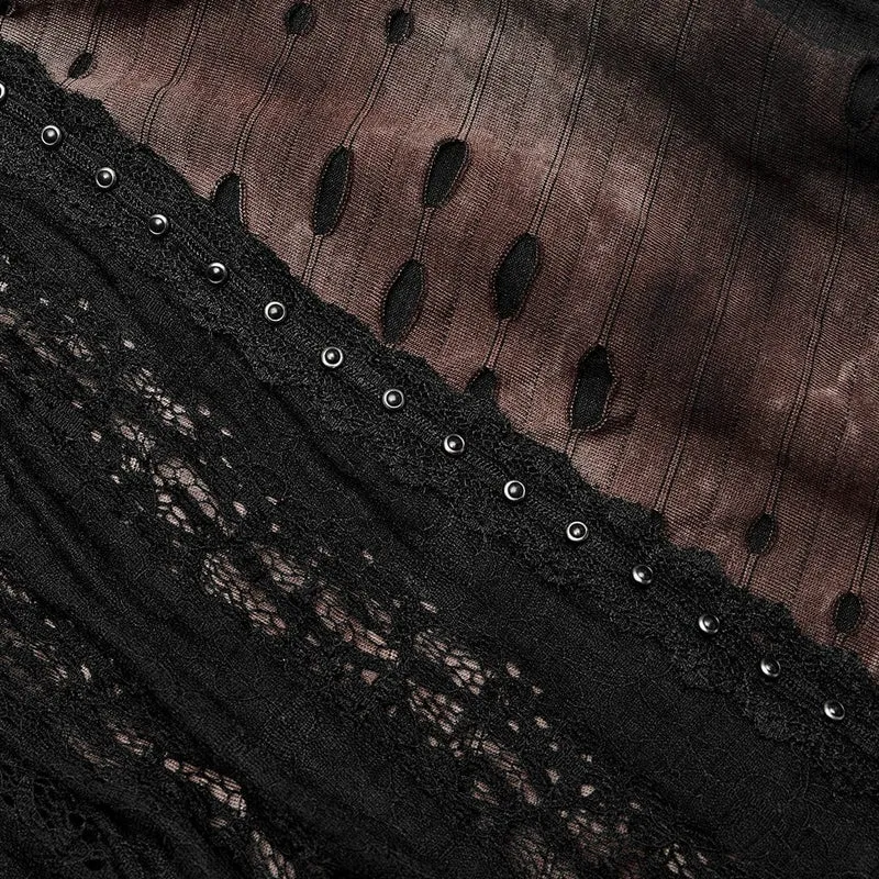 Damen Punk Unregelmäßiger Langer Mantel mit Kapuze