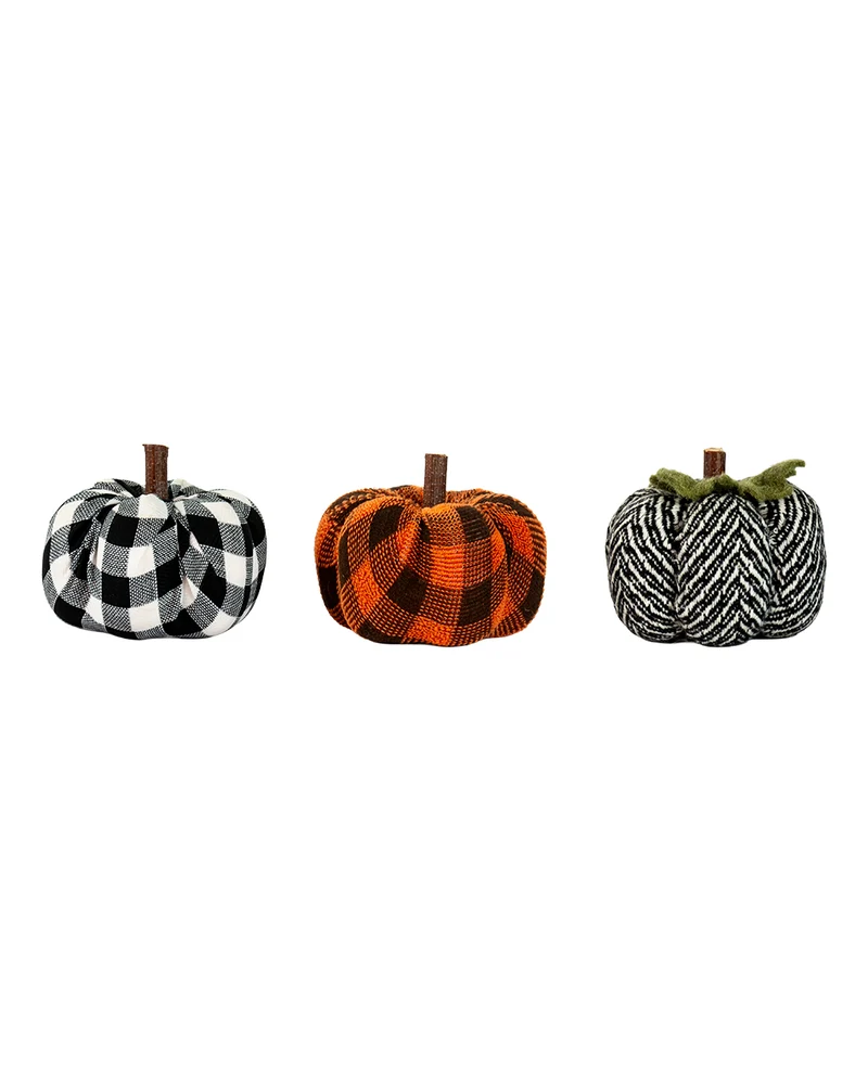 Mehrfarbige Stoffkürbisse als Deko 3er-Set 9x6cm