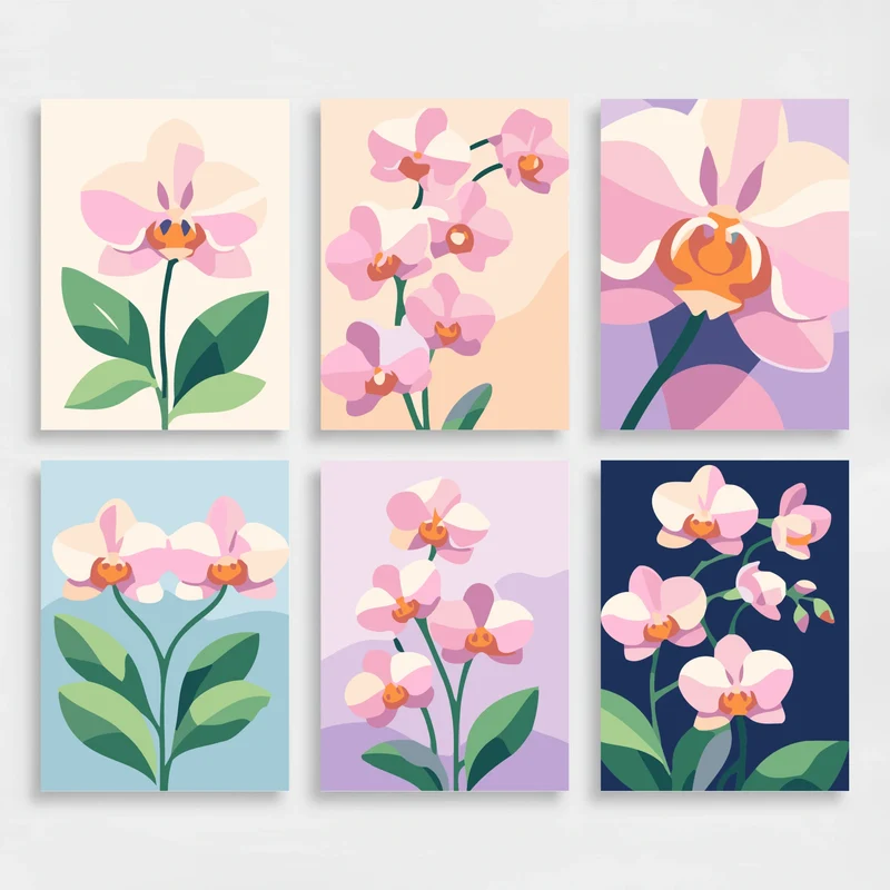 Pink Orchid Garden - Mini Paint by Numbers Set