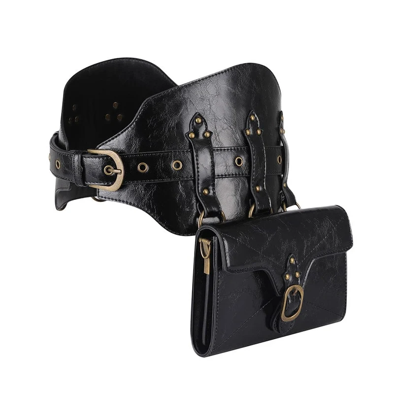 Unisex Steampunk Buckle Splice Square Gürteltasche