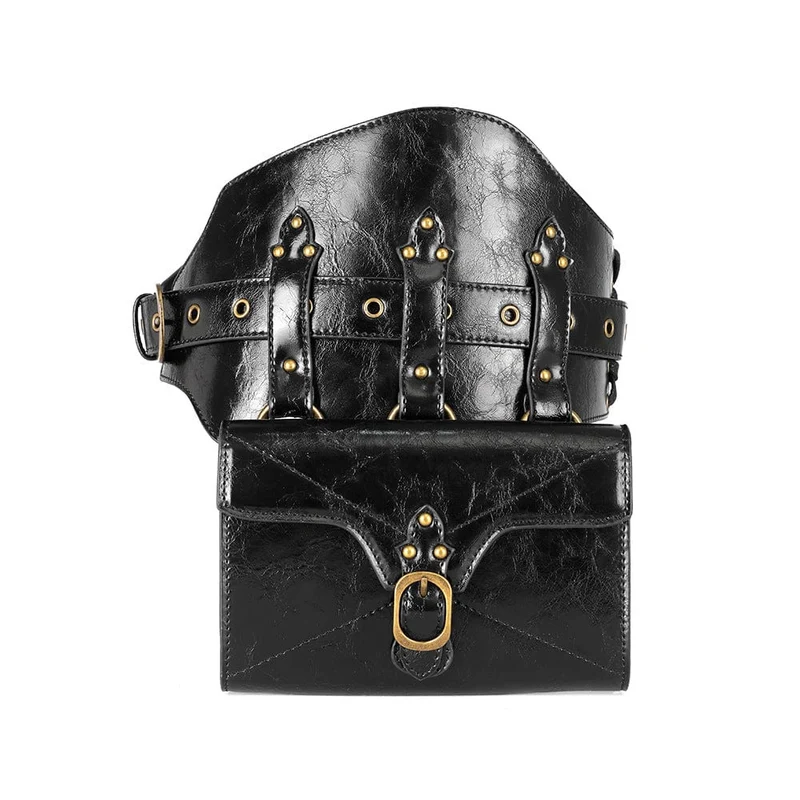 Unisex Steampunk Buckle Splice Square Gürteltasche