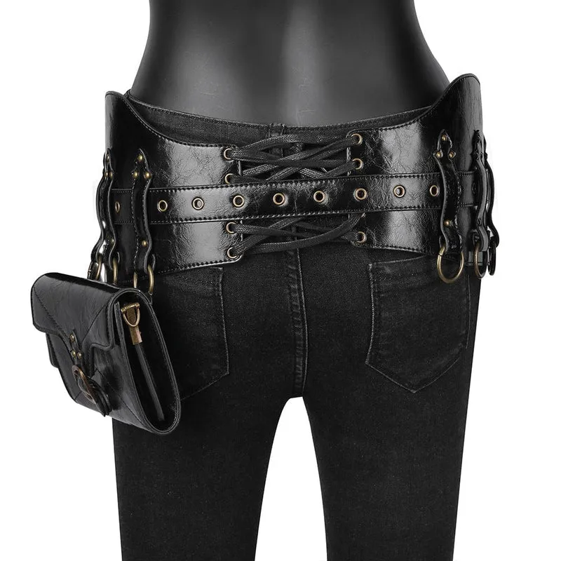 Unisex Steampunk Buckle Splice Square Gürteltasche