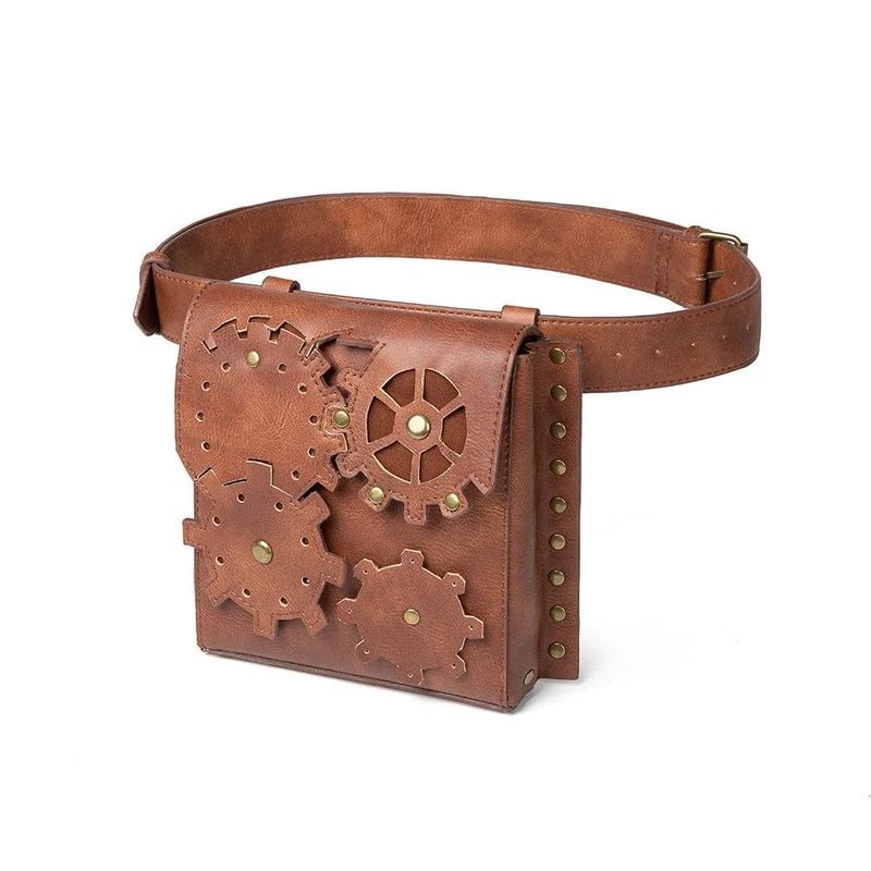 Unisex Steampunk Gear Square Gürteltasche