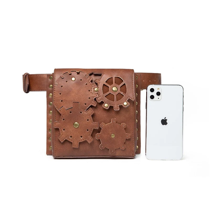 Unisex Steampunk Gear Square Gürteltasche