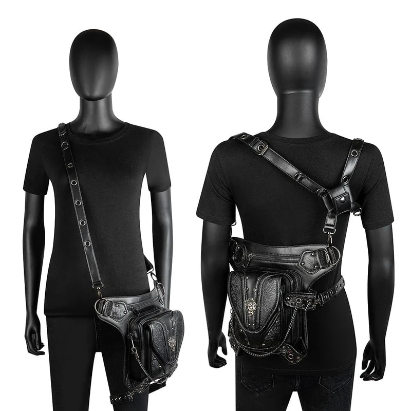 Unisex-Steampunk-Schädel verzierte Mini-Tasche