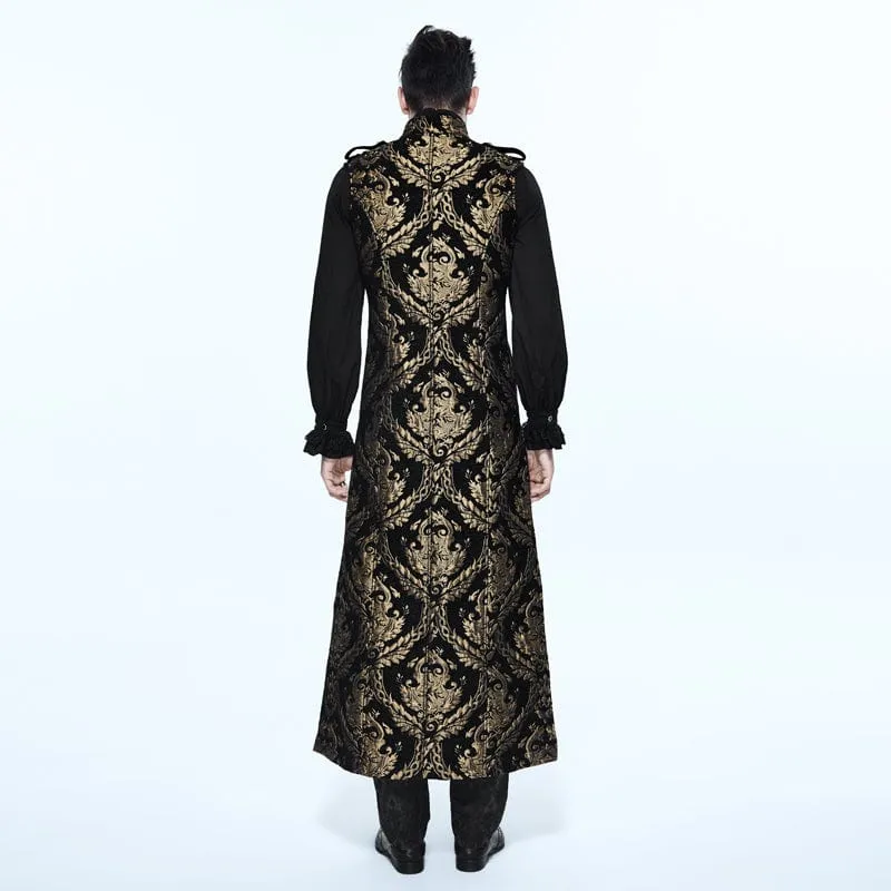 Herren Gothic Stehkragen Totem bestickte Weste Golden