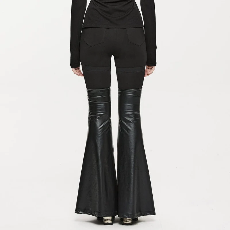 Punk-Ösen-Leggings für Damen mit Beinwärmern aus Kunstleder