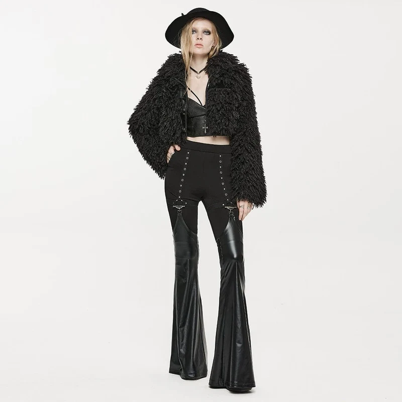 Punk-Ösen-Leggings für Damen mit Beinwärmern aus Kunstleder