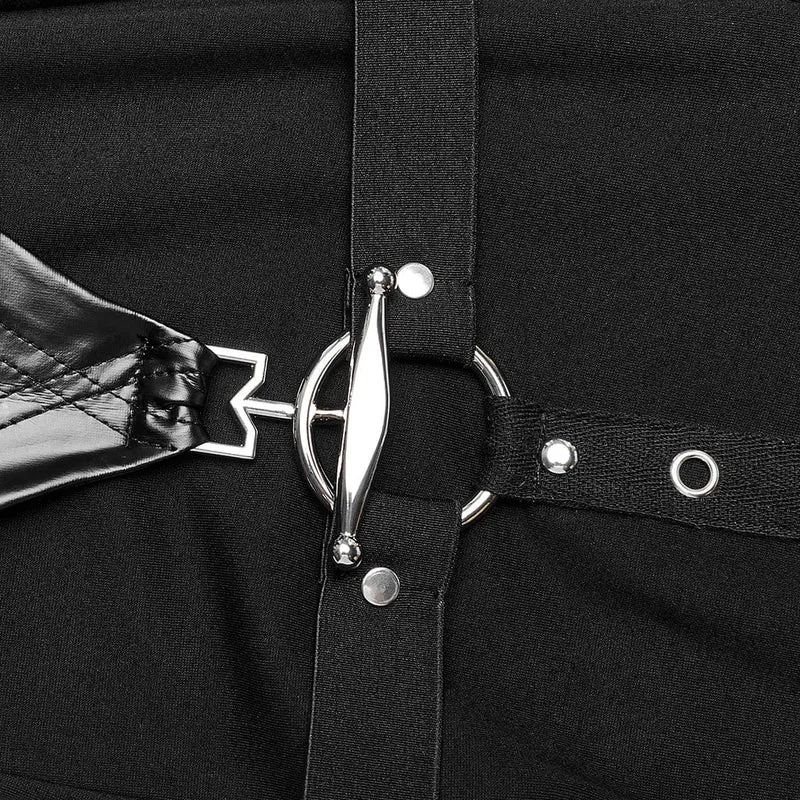 Punk-Ösen-Leggings für Damen mit Beinwärmern aus Kunstleder