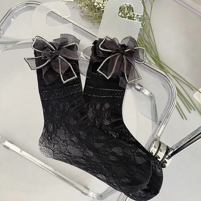 Punk-Bowknot-Spitzensocken für Damen
