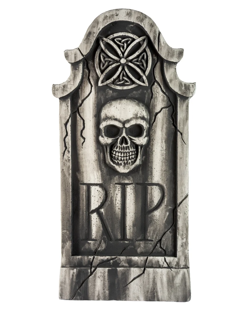 Großartiger Gothic Grabstein mit Skulls & Rosette 91cm