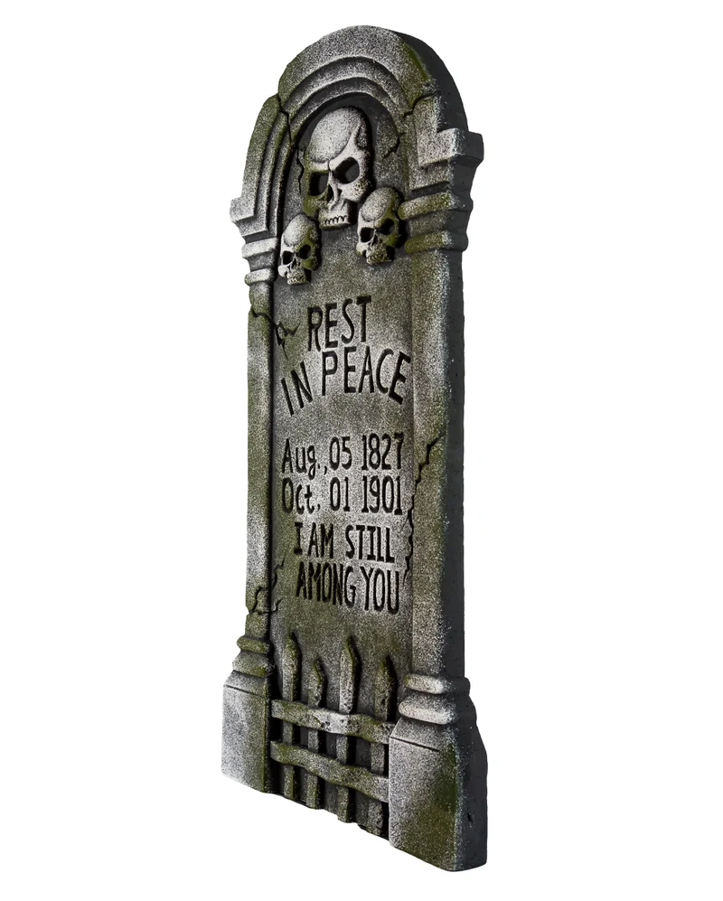 Halloween Grabstein mit 3 Totenschädel & Inschrift 91cm
