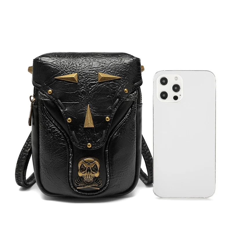 Unisex-Steampunk-Schädel verzierte Mini-Tasche