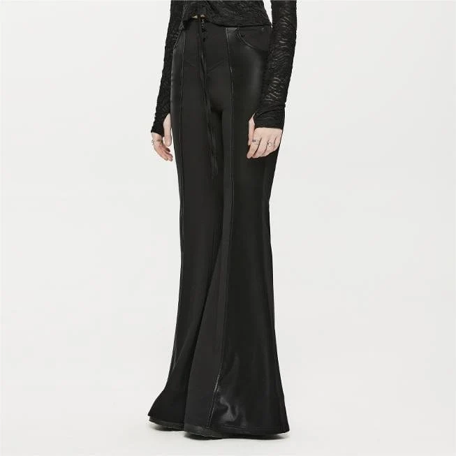 Damen Punk Kunstleder Splice Schlaghose