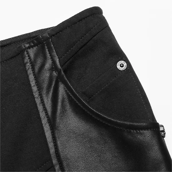 Damen Punk Kunstleder Splice Schlaghose