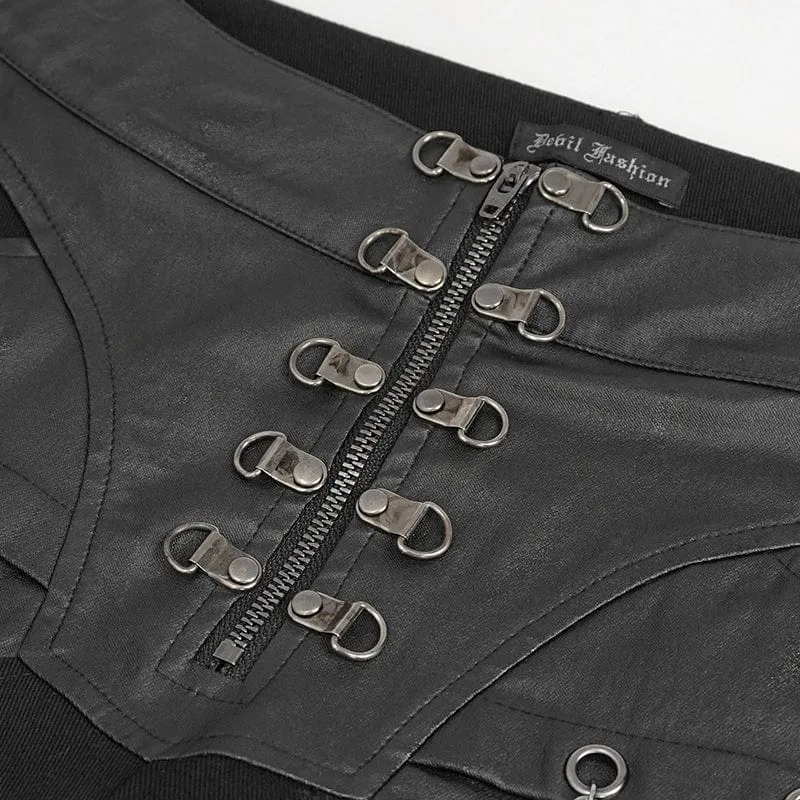 Gothic Distressed Kunstlederhose für Herren