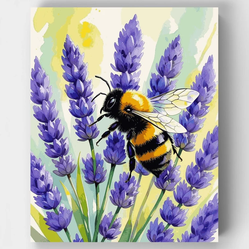 Bumblebee on Lavender Flowers - Paint by Numbers Kit