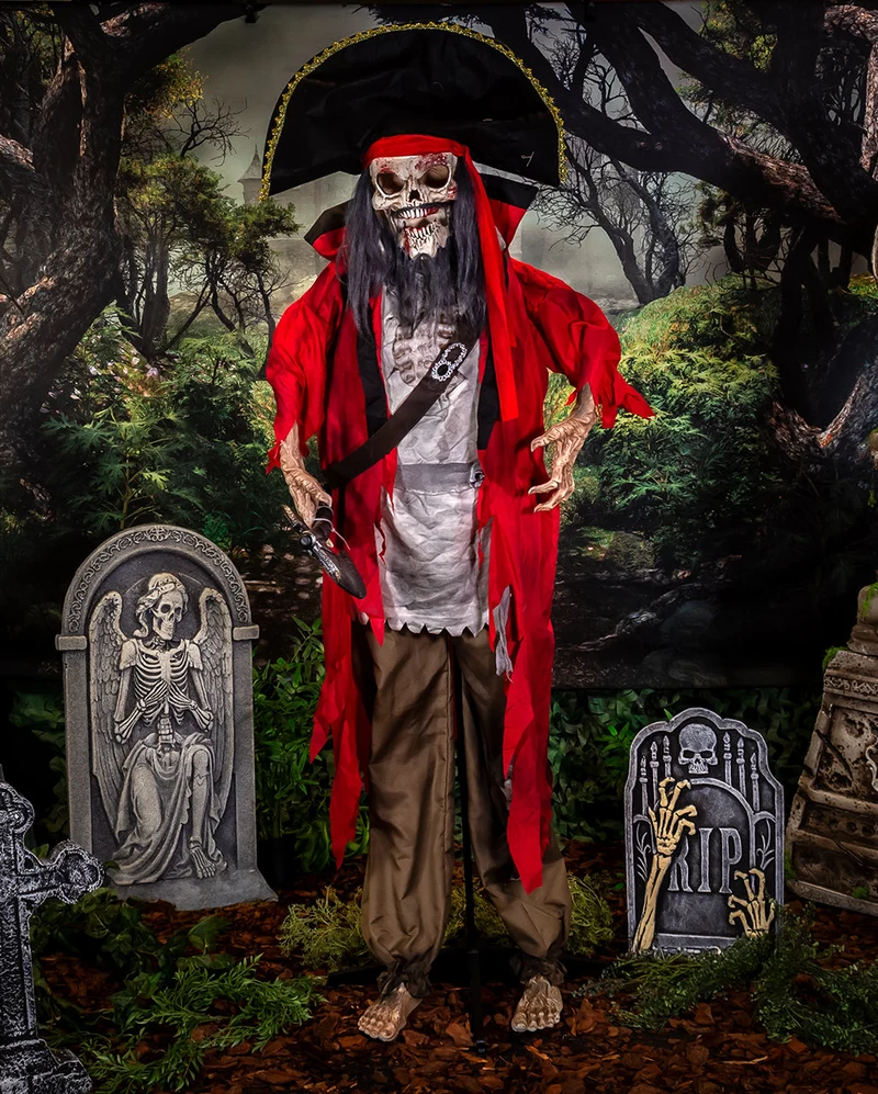 Gruseliger Skelett Pirat Halloween Animatronic 190cm