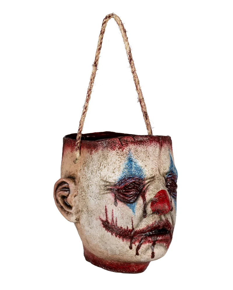 Abgetrennter Clowns Kopf als Tasche