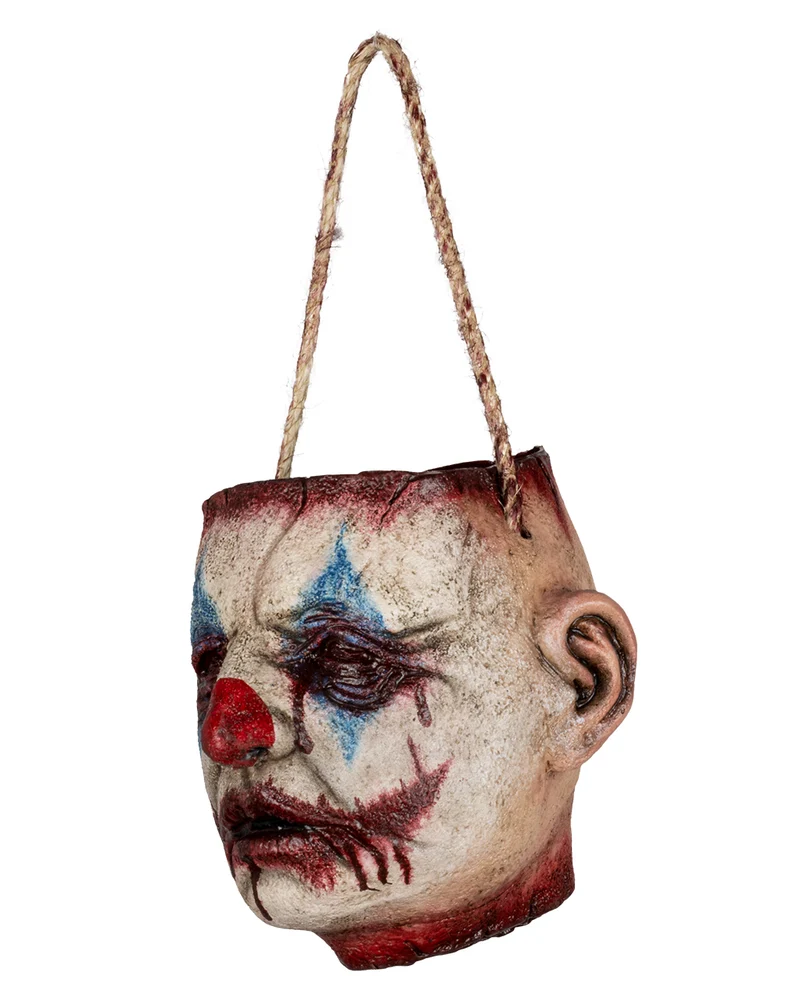 Abgetrennter Clowns Kopf als Tasche