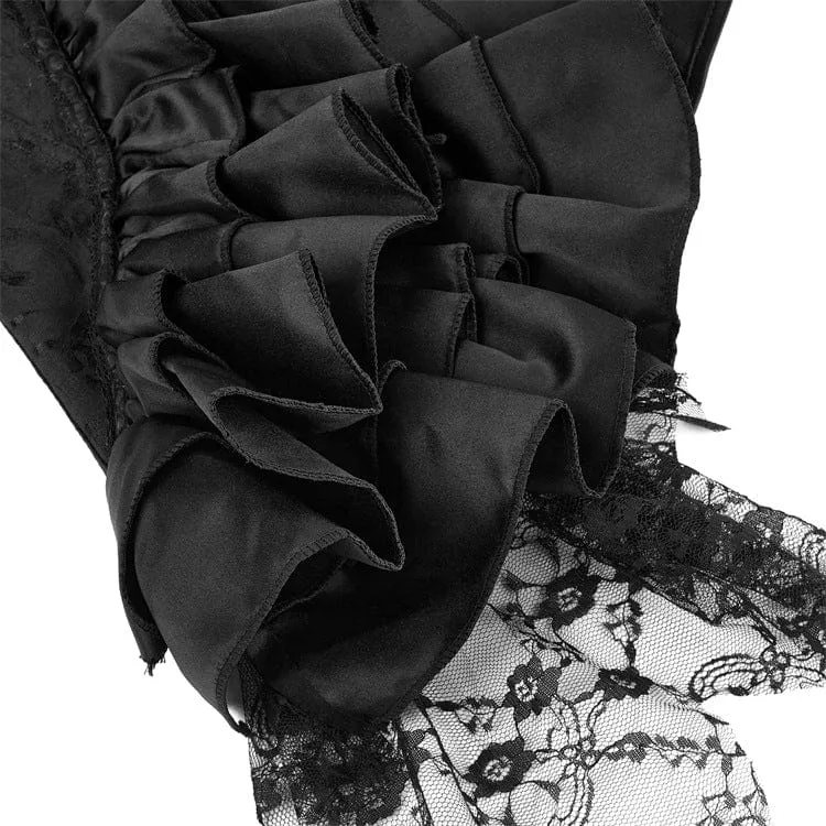 Gothic-Vollbrustkorsetts mit gekräuseltem Spitzenspleiß für Damen