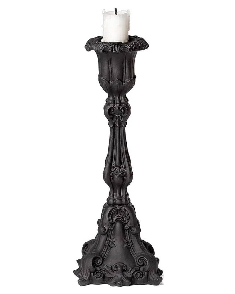 Schwarzer Gothic-Barock Kerzenständer 23,5cm