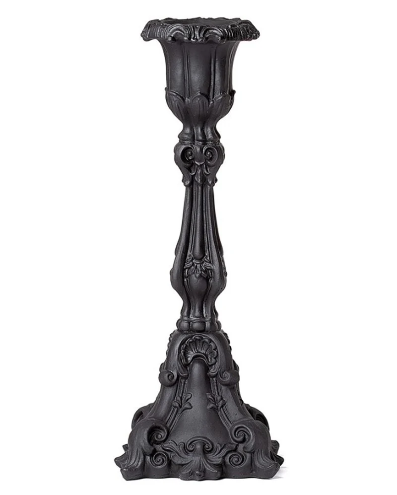 Schwarzer Gothic-Barock Kerzenständer 23,5cm
