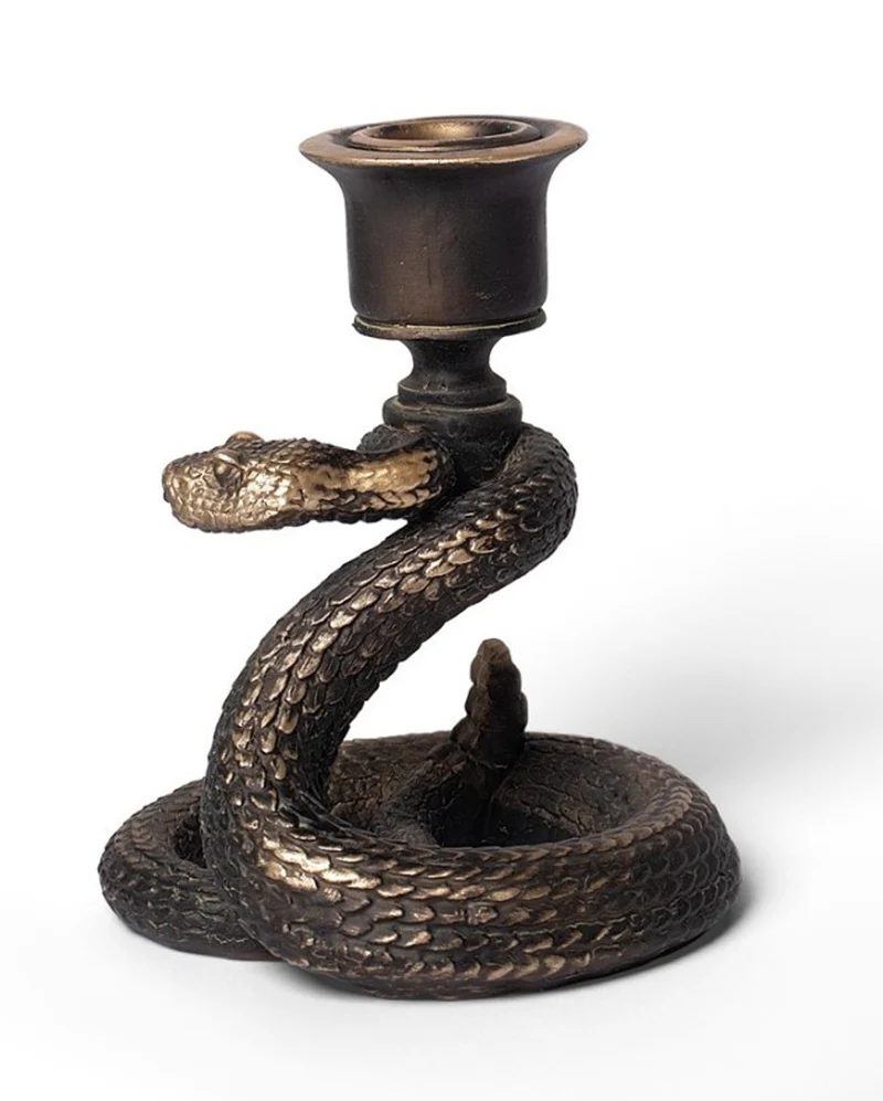 Antik Goldfarbene Schlange als Kerzenständer 11,5cm