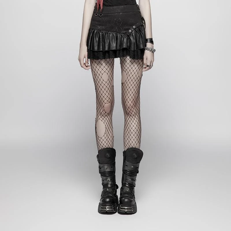 Damen Punk Multilayer Side Zipper Fishtail Minirock